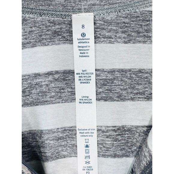 LULULEMON Race Your Pace 1/2 Zip Sz 8 Marshmallow Stripe Heather Slate W3H08S EC - Picture 9 of 11